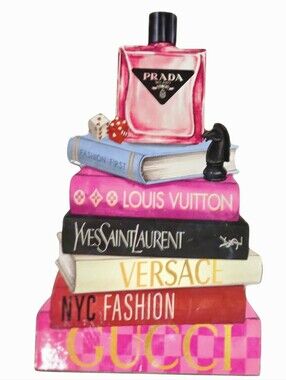 At Home Fashion Bookstack Accent Wood Decorative Perfume Bottle